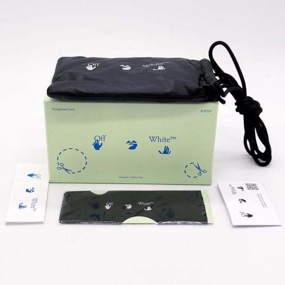 NEW OFF-WHITE NASSAU 107 BLACK MARBLE SUNGLASSES SQUARE OERI017 1107 EYEWEAR - Picture 11 of 11